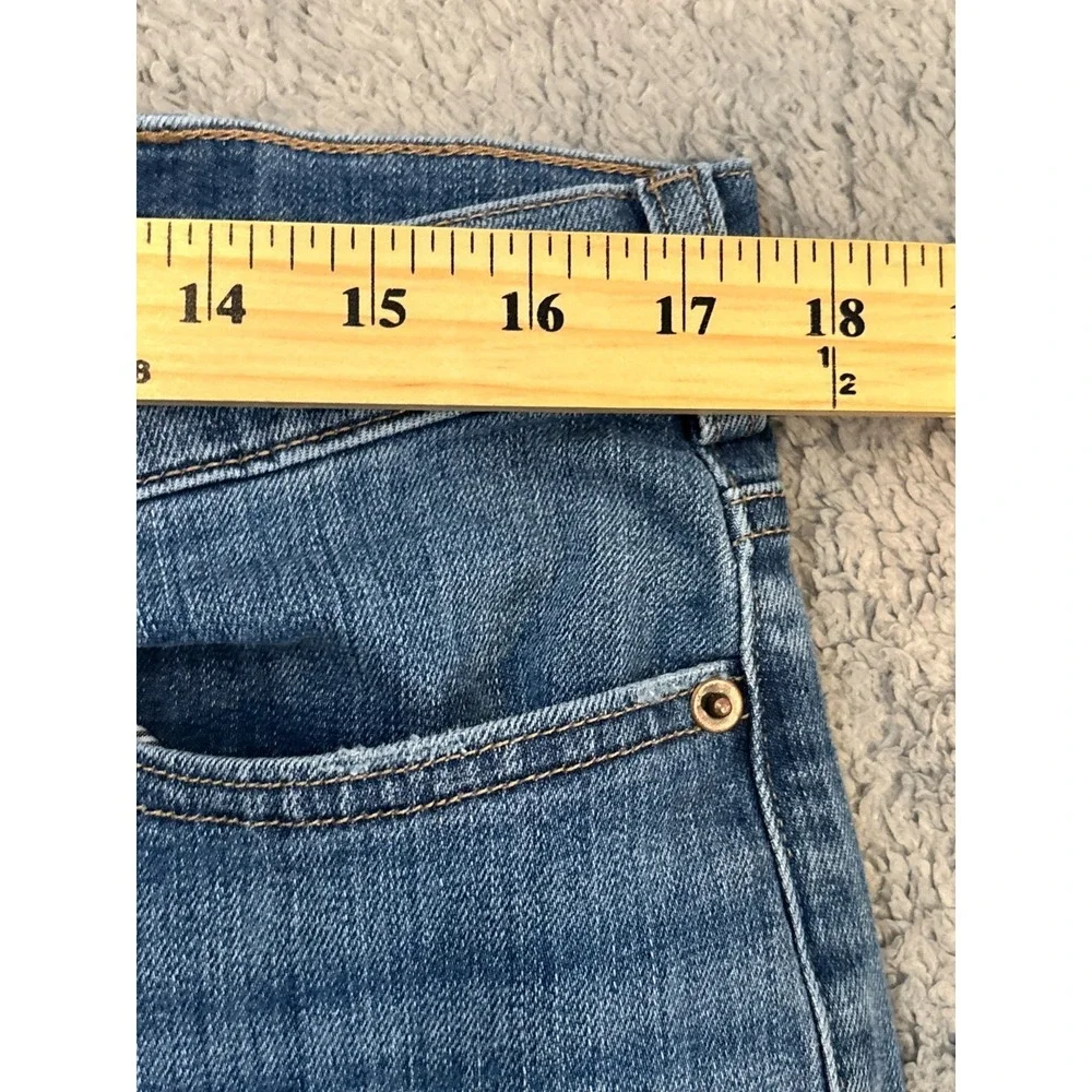 Duluth Trading Jeans Womens 14x33 Blue Denim Dark Slim Leg DuluthFlex Mid Rise